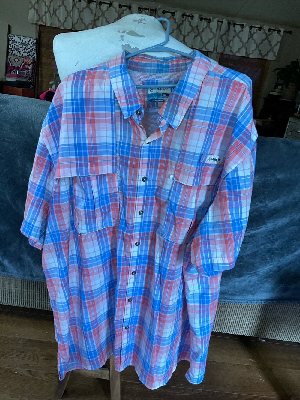 Men’s 4XL SS PLAID MAGELLAN BUTTON UP